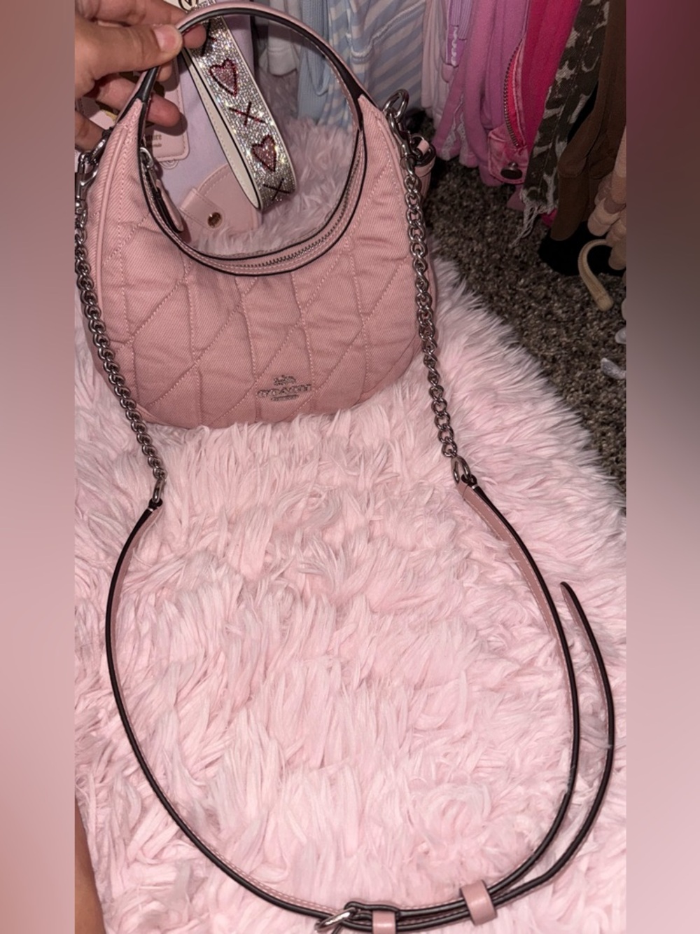 Coach Carmen Ballerina Pink Quilted Crossbody Bag - Picture 14 of 16